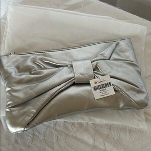 NWT PENELOPE ANN Silver non faux Clutch Bag.